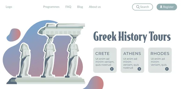 Explore Creta Atenas Visite Rodas Aprenda Más Sobre Los Tours — Vector de stock