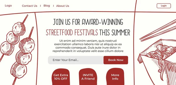 Join Summer Street Food Festival Weekend Holidays Best Cuisine Dishes — Archivo Imágenes Vectoriales