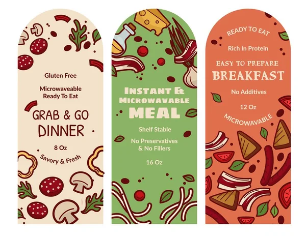 Easy Prepare Breakfast Ready Eat Gluten Free Microwavable Grab Dinner —  Vetores de Stock
