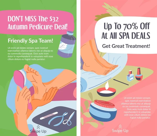 Autumn Pedicure Deal Miss Opportunity Get Service Discounted Price Treatment — Image vectorielle