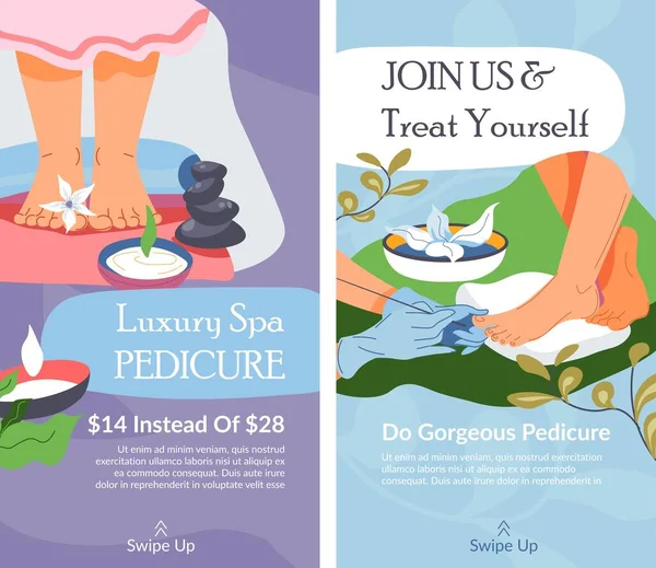 Join Treat Yourself Luxury Spa Salon Procedures Pedicure Pampering Fee — Stok Vektör