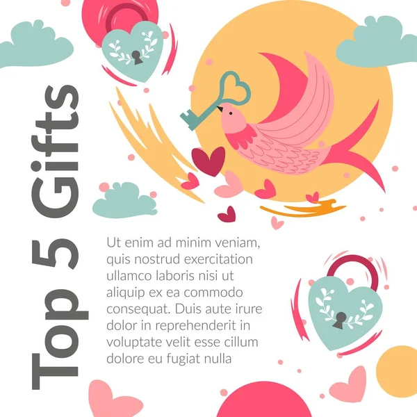 Romantic Presents Holidays Special Occasions Top Five Gifts Boyfriend Girlfriend — Archivo Imágenes Vectoriales