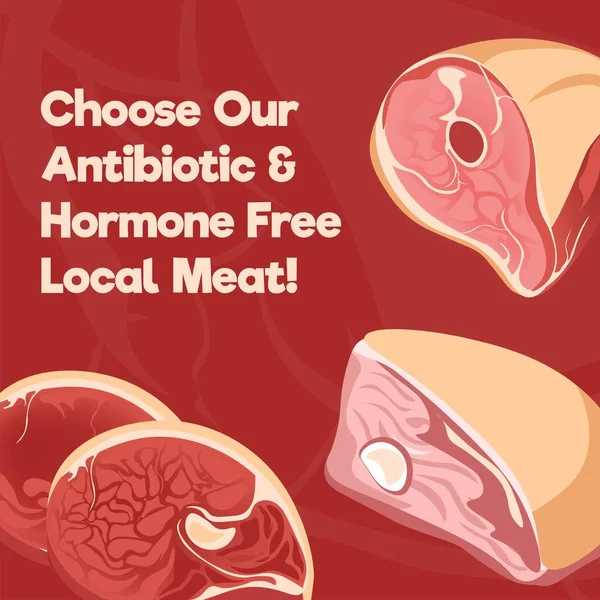 Order Local Meat Antibiotic Hormone Free Meal Products Farm Supermarkets — Stock vektor
