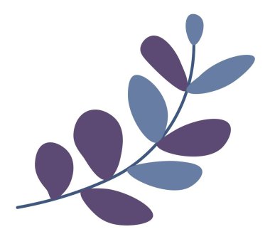 Dekoratif botanik ya da çiçek yaprağı, yapraklı bitki dalı. Zarif dal, hediye ya da hediye için izole edilmiş çiçek kompozisyonu. Romantik ya da sanatsal düzenleme, çiçekçi dükkanı. Düz biçimli vektör