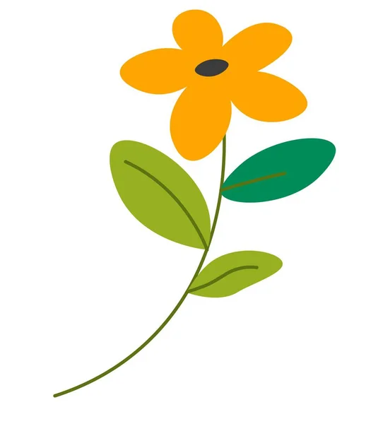 Дика Квітка Цвітіння Ізольована Квітуча Квітка Стеблом Листям Декоративний Квітковий — стоковий вектор