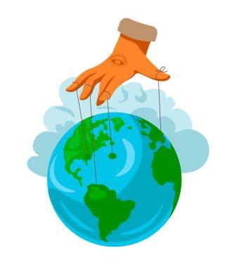 Toprak Gezegeni 'nin hakimi ve kuklaları, duvarcılar veya elit bir grup tarafından yönetiliyor. Göze çarpan bir kişilikle dünyayı temsil eden münferit komplo teorisi. Düz biçimli vektör