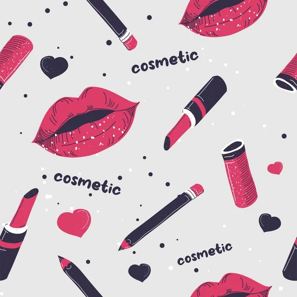 Tendances Maquillage Produits Cosmétiques Pour Femmes Lèvres Brillantes Crayon Pour — Image vectorielle