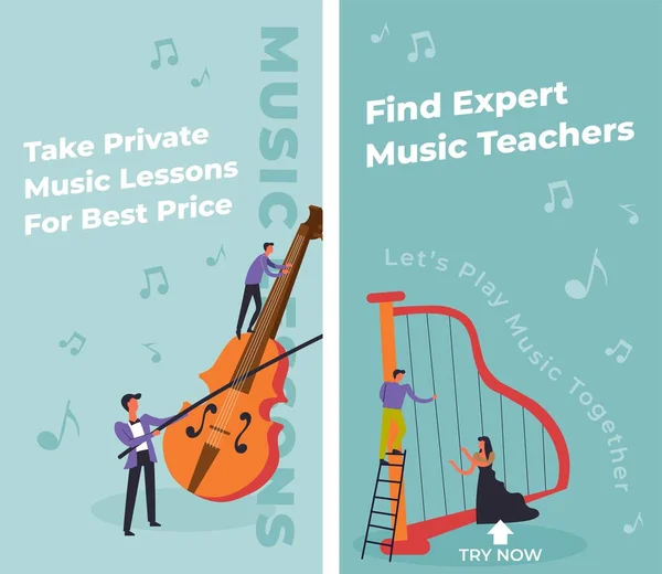 Toma Clases Privadas Música Mejor Precio Encuentra Profesores Expertos Aprende — Archivo Imágenes Vectoriales