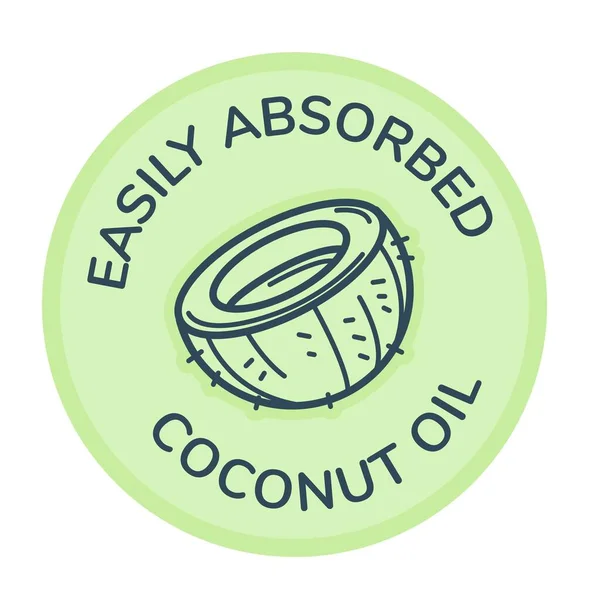 Kokosový Olej Snadno Absorbuje Produkt Izolovaná Ikona Organickou Složkou Kosmetikou — Stockový vektor