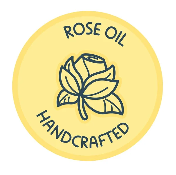 Aceite Rosa Orgánico Hecho Mano Para Ingredientes Belleza Cosméticos Icono — Vector de stock