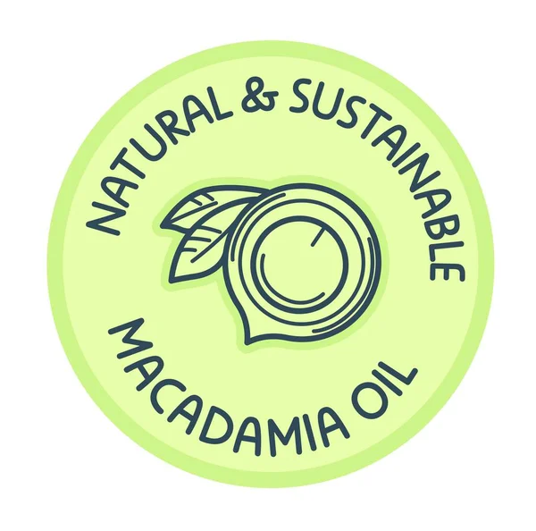 Nachhaltiges Und Natürliches Macadamia Kosmetik Und Hautpflege Vereinzelte Ikone Mit — Stockvektor