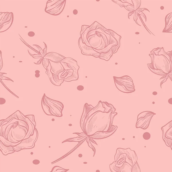 Fiorenti Rose Con Fusti Foglie Petali Fogliame Pianta Giardino Fioritura — Vettoriale Stock