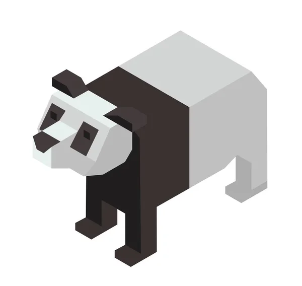 Čtvercová Nebo Pixelovaná Panda Izolovaná Figurka Asijské Fauny Roztomilý Medvěd — Stockový vektor