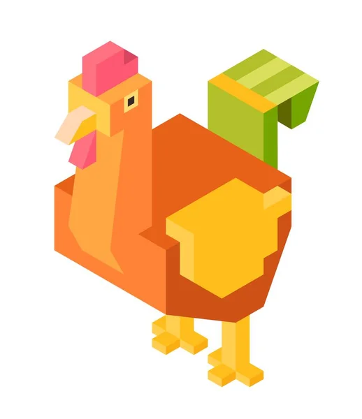 Geometrisches Hühnerdesign Isoliertes Spielzeug Für Kinder Nette Persönlichkeit Eckiger Oder — Stockvektor