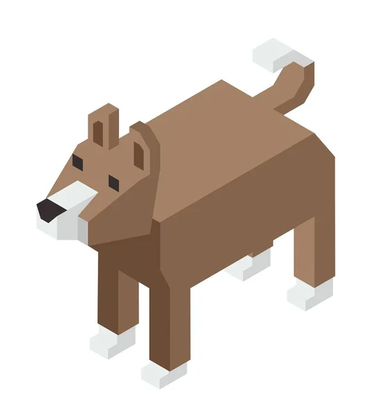Figura Modelo Madera Animal Canino Moviendo Cola Personaje Lindo Aislado — Vector de stock