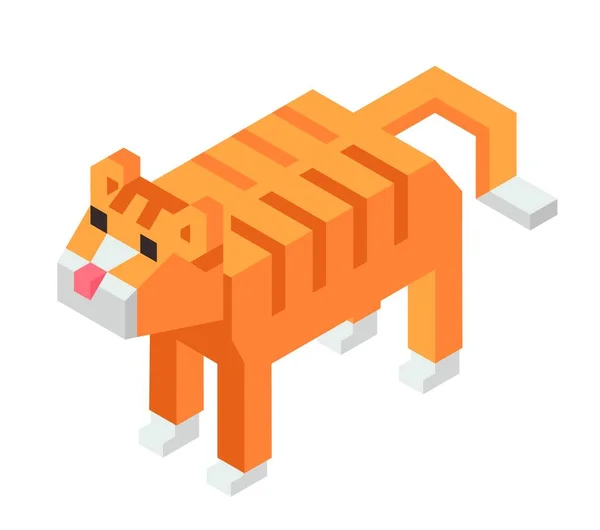Kattenfiguur Houten Model Geïsoleerd Speeltje Speelgoed Voor Kinderen Schattig Personage — Stockvector