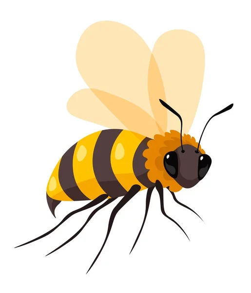 Insecte Abeille Aux Ailes Icône Isolée Abeille Produisant Miel Nectar — Image vectorielle
