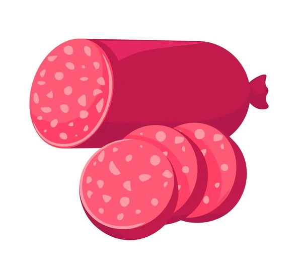 Saucisse Avec Graisse Produits Viande Isolés Pour Petit Déjeuner Dîner — Image vectorielle