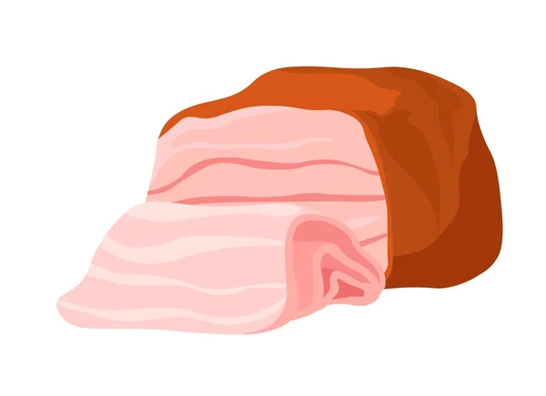 熏制火腿 鸡肉或猪肉 从商店 肉铺中分离肉类产品 味道鲜美的饮食配料 天然和有机食物 矢量呈扁平型 — 图库矢量图片