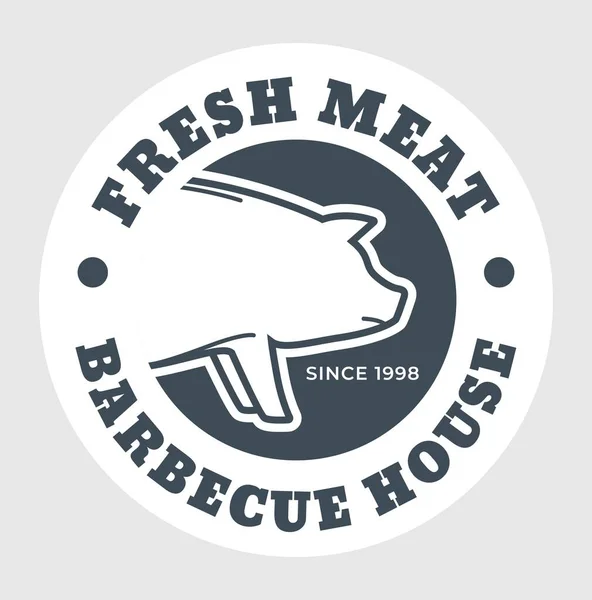 Casa Churrasco Com Carne Fresca Churrasqueira Logotipo Isolado Restaurante Loja — Vetor de Stock