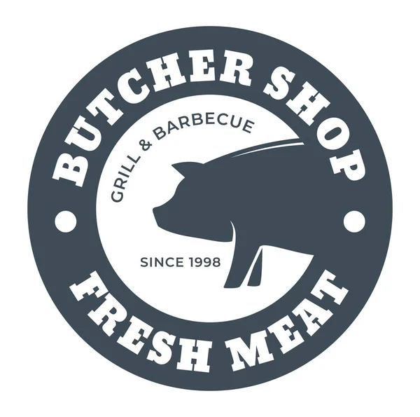 Carne Fresca Grelha Churrasco Logotipo Isolado Talho Porco Produtos Saborosos — Vetor de Stock