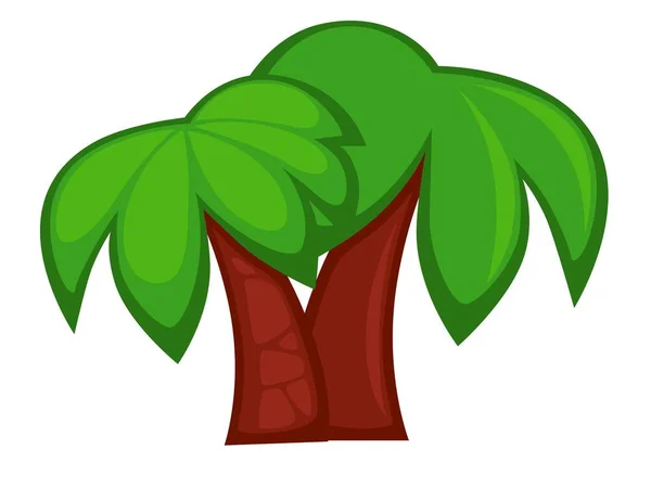 Egzotyczne Wiecznie Zielone Drzewo Dużymi Bujnymi Liśćmi Liśćmi Solidną Łodygą — Wektor stockowy