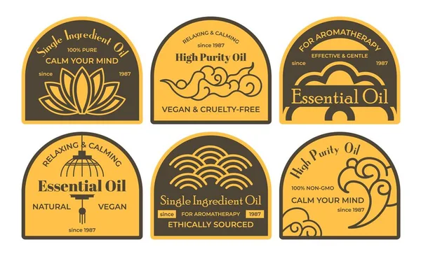 Label Set Ontwerp Voor Essentiële Aromatherapie Olie Verpakking Sticker Collectie — Stockvector