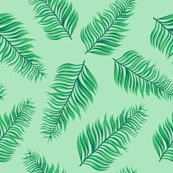 Palmbladeren Takken Tropische Bloemen Plantaardig Regenwoud Flora Versiering Gebladerte Bladeren — Stockvector