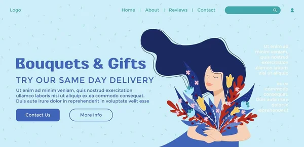 Çiçekler Buketler Online Sipariş Için Hediyeler Müşteriler Için Yaptığımız Günlük — Stok Vektör