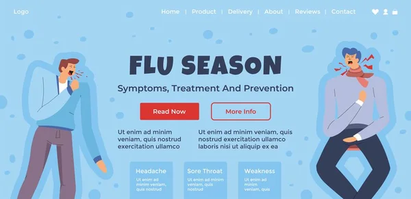 Symtom Och Behandling Förebyggande Influensasäsongen Läs Och Mer Information Hosta — Stock vektor