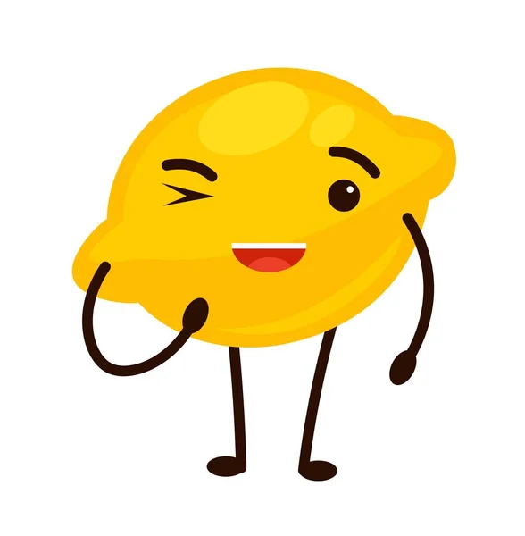Reife Zitronen Cartoon Figur Mit Zwinkerndem Gesichtsausdruck Und Lächeln Gesicht — Stockvektor