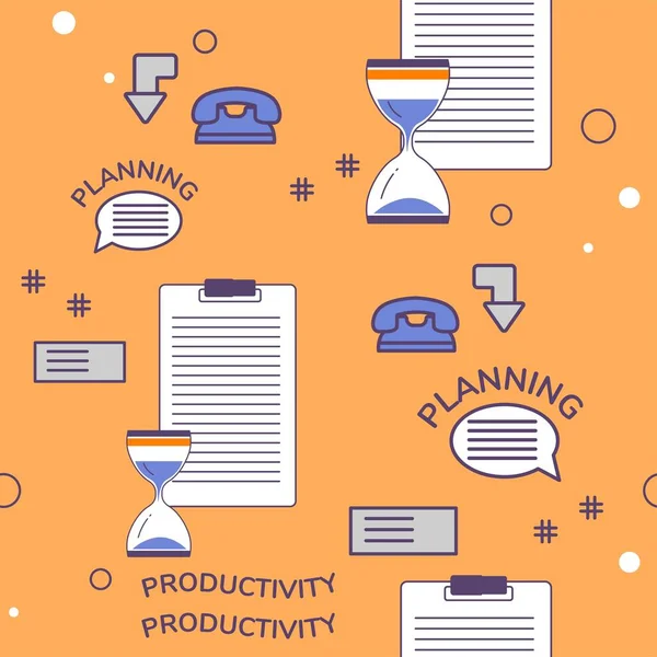 Planning Productivity Work Efficiency Usefulness Meeting Deadlines Working Schedules Taking — Stock Vector