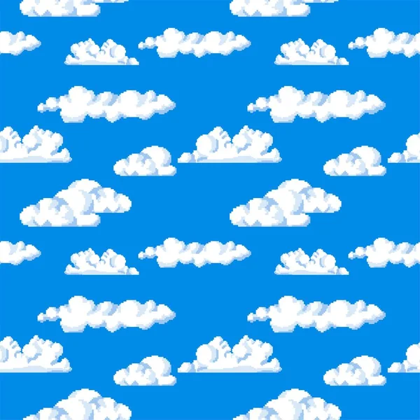 Cloudscape Cielo Despejado Pixelado Con Nubes Ubicación Naturaleza Desarrollo Ambientación — Vector de stock