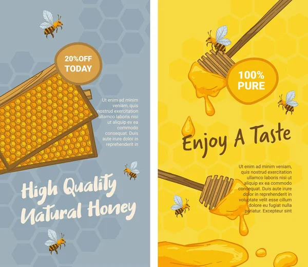 Vychutnejte Vysoce Kvalitní Produkt Organický Bohatý Med Produkovaný Včelami Prodej — Stockový vektor