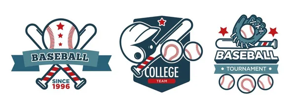 大学野球チームのトーナメント 1996年以来 クラブの孤立したアイコン スポーツやエンターテイメント レクリエーションや楽しみ ロゴやエンブレム ロゴやプロモーションバナー 平型ベクトル — ストックベクタ