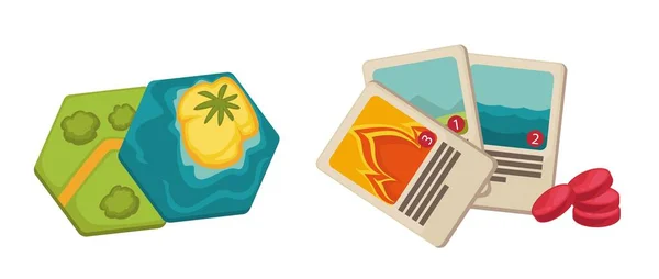 Objetos Para Jogar Jogos Rpg Cubos Isolados Locais Destinos Cartões — Vetor de Stock