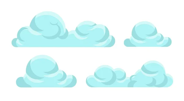 Cloudscape Nubes Esponjosas Iconos Aislados Masa Azulada Agua Condensada Meteorología — Vector de stock