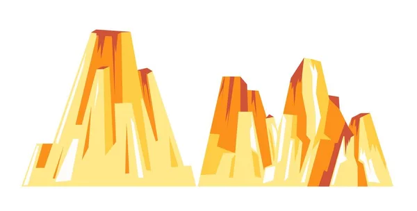 Вулкан Высокой Вершиной Горным Хребтом Изолированные Скалы Скалы Икона Природы — стоковый вектор