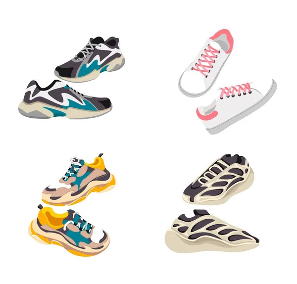 Stilvolle Und Moderne Modische Schuhe Für Frauen Isolierte Sneakermodelle Mit — Stockvektor