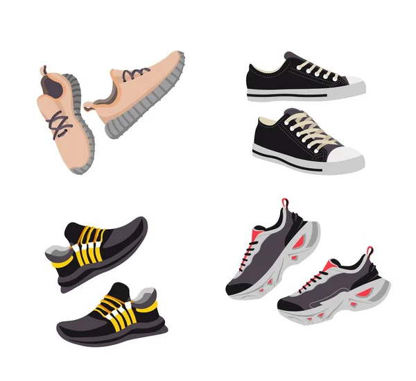 Μοντέρνα Και Μοντέρνα Sneakers Για Γυναίκες Μεμονωμένα Παπούτσια Για Κορίτσια — Διανυσματικό Αρχείο