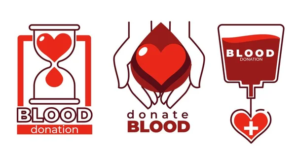 Donasi Untuk Menyelamatkan Orang Orang Hidup Mengisolasi Menyumbangkan Darah Bernyanyi - Stok Vektor