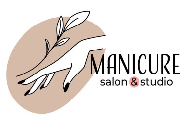 Manikür ve pedikür salonunda profesyonel tırnak bakımı ve tedavi. Prosedürleri, sağlıklı ve güzel tırnakları olan bir güzellik salonu. Çiçek dallı zarif bir kadın eli, düz bir vektör.