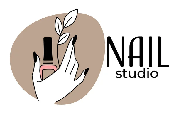 Manikúra Pedikúra Nehtovém Studiu Nebo Kosmetickém Salonu Izolovaný Logotyp Ženskou — Stockový vektor