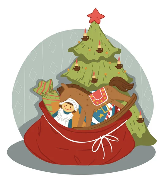 Ano Novo Celebração Férias Inverno Natal Árvore Natal Com Estrelas — Vetor de Stock
