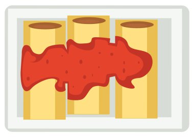 Krepten yapılmış rulo, reçelli ya da havyarlı. Kahvaltı ya da restoranda akşam yemeği. Lokanta ve barlarda tatlı yemek. Doldurulmuş krep. Japon doğu mutfağı. Düz biçimli vektör