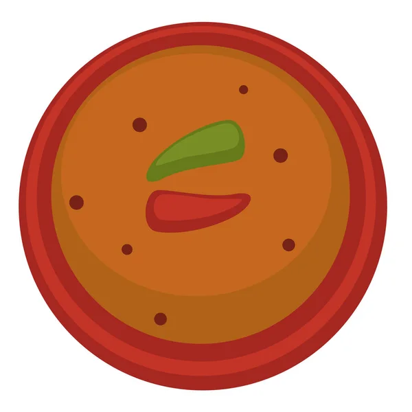 Würzige Tomatensuppe Serviert Mit Chilipaprika Mittagessen Oder Frühstück Abendessen Mexikanische — Stockvektor