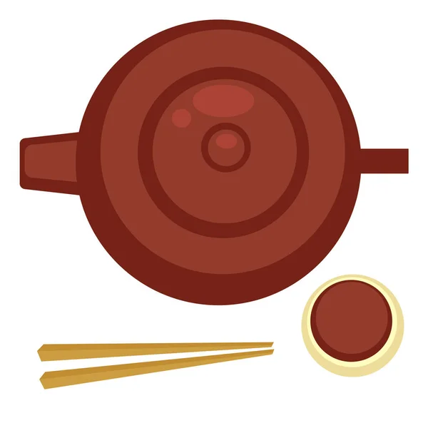 Κινεζική Ιαπωνική Τελετή Τσαγιού Κεραμικά Μαγειρικά Σκεύη Ζεστό Τσαγιέρα Φλιτζάνι — Διανυσματικό Αρχείο