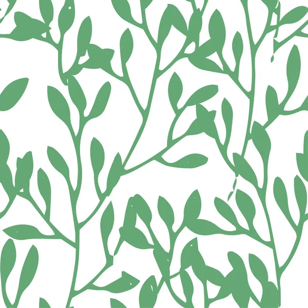 Листья Цветущие Растения Бесшовный Узор Цветение Цветов Почек Украшений Сезонного — стоковый вектор