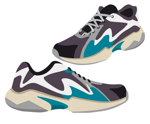 Trendiges Paar Schuhe Mit Schnürsenkel Und Modernem Design Vereinzelte Turnschuhe — Stockvektor