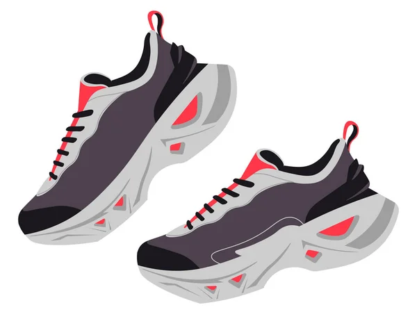 Paire Confortable Baskets Design Rouge Chaussures Isolées Boutique Magasin Chaussures — Image vectorielle